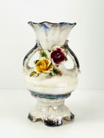 CAPODIMONTE Vase H 34.5 cm – Iridisierende Glasur - Rosen