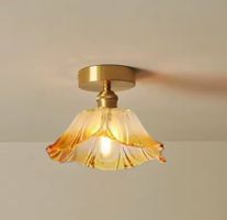 Lampe Suspendue Vintage en Pierre de Verre à Fleurs