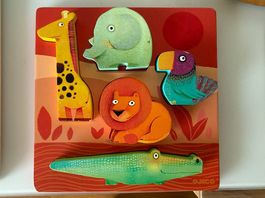 Puzzle bois relief Djeco animaux savane  5 pièces