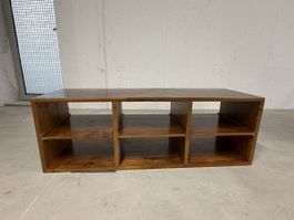 Teak shelving unit with 6 compartments
