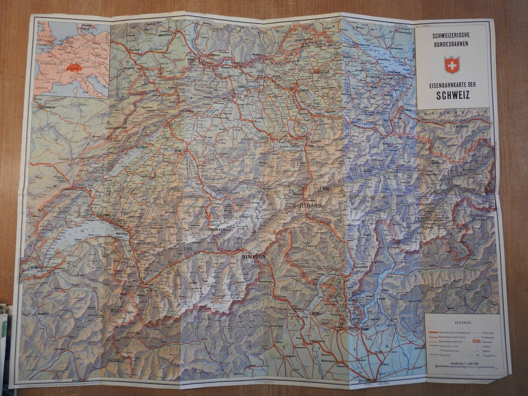 Cartine & Atlanti: Eisenbahnkarte der Schweiz SBB, 1951 – Usato da Uznach venduto da killroy99 3