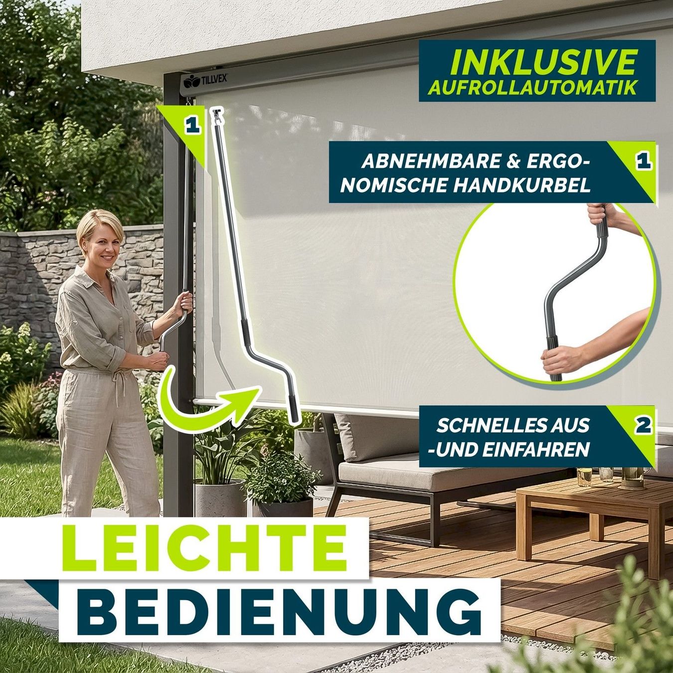 Tende da sole: Aussen-Senkrechtmarkise 200x250 beige – Nuovo e nell'imballaggio originale da Bottighofen venduto da zaap 4