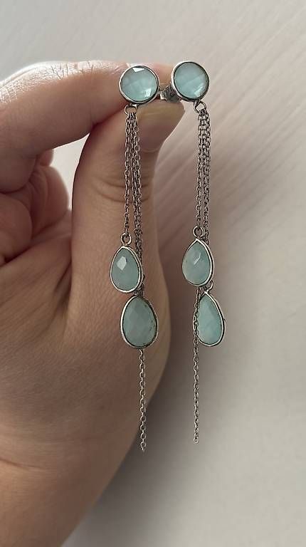 Orecchini pendenti & Orecchini a lobo: Silber Ohrringe mit Aquamarin Edelstein – Usato da Baden venduto da Chrisenft