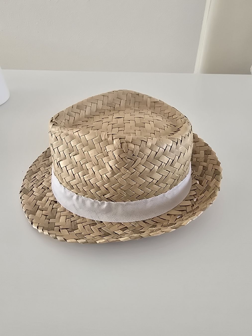 Copricapi, berretti & cappellini: Straw fedora hat beige with white ribbon – Usato da Zürich venduto da fin_2vqm 2
