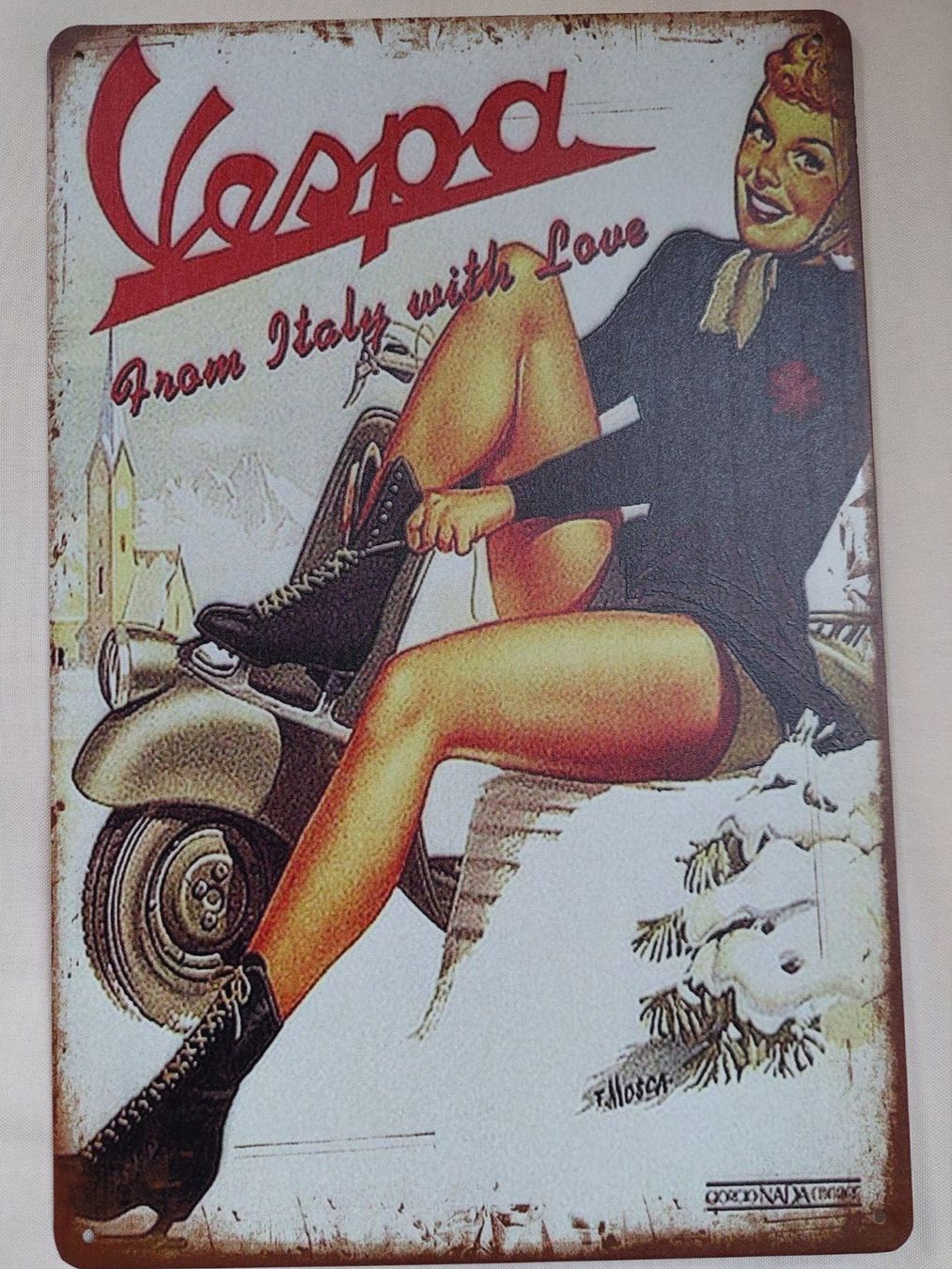 Vespa Schilder: Vespa Blechschild / Blechtafel Vespa – Neu und originalverpackt aus Zürich von makimakimak