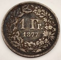 1 Franken 1877 B - Stehende Helvetia (Silber) - Rarität