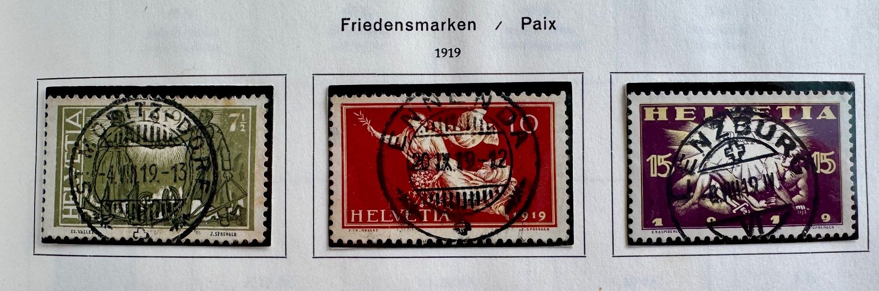Tutti i francobolli: 1919 Friedensmarken Nr.143-145 gestempelt – Usato da Rudolfstetten venduto da Laso50