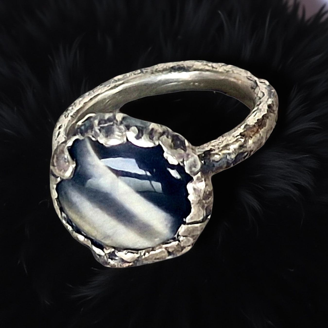 Bagues: Statement-Ring Silber & Katzenauge, Grösse 59, Einzelstück – Neuf avec emballage d'origine à Aarau par Schmuckhoehle_MD 6