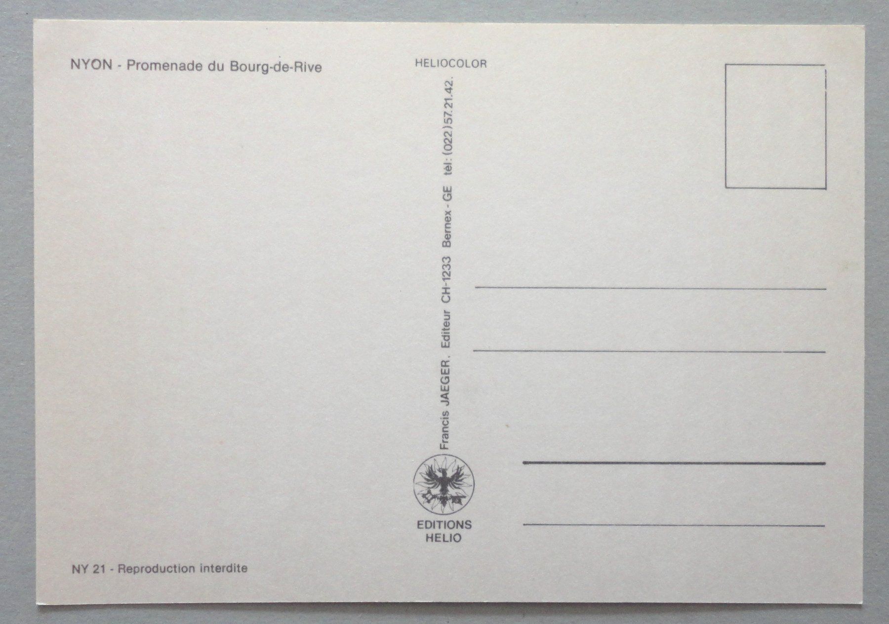 Cartoline postali: Nyon - Promenade du Bourg-de-Rive – Usato da Fétigny venduto da Billy2miny 1
