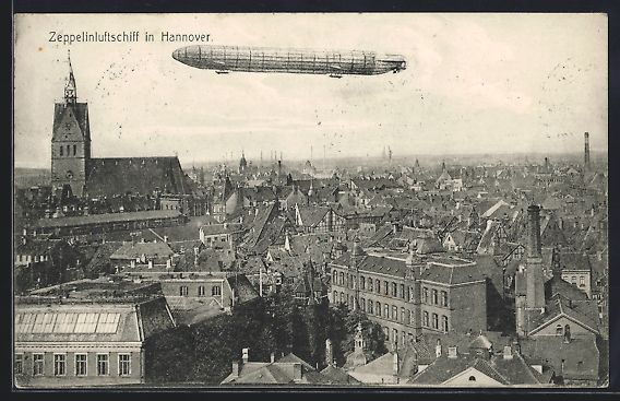 Cartes postales: Hannover, Zeppelinluftschiff über den D – D'occasion à Berlin par bartko-reher