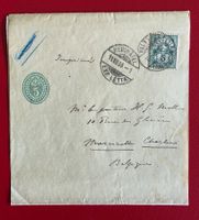 GANZSACHE 5RP + 5RP WERTZIFFER STREIFBAND NEUCHATEL 1906