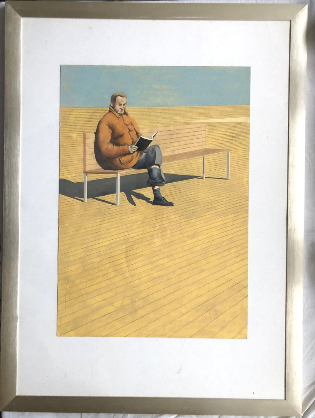 Gemälde: Gina Portera - Gemälde - "Man on a bench" - Mischtechnik – Gebraucht aus Schaffhausen von durruti