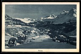 AK Arosa, Ortsansicht mit Hotels und Bergen