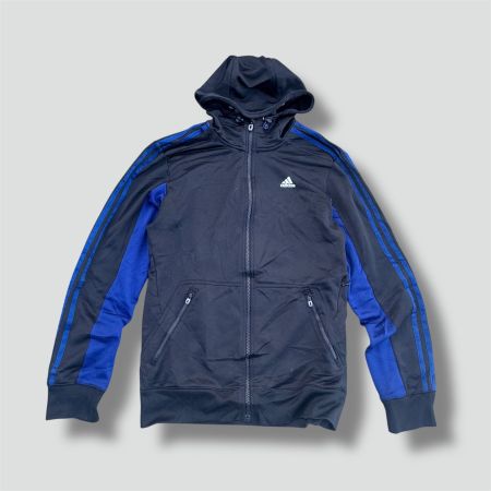 Adidas streetwear style black hooded track jacket y2k sport