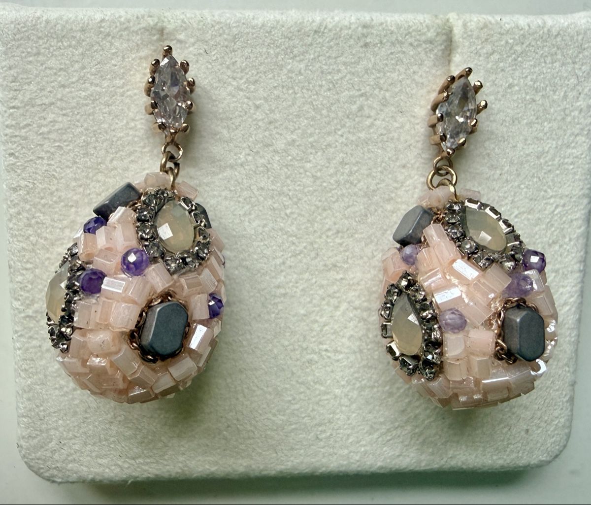 Orecchini pendenti & Orecchini a lobo: Statement Dangle Earrings, Pink, Grey, Purple Gems, Chic! – Nuovo (secondo la descrizione) da Zollikon venduto da 936_7xdb