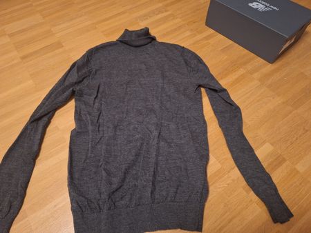 Rolli Pullover 100% Merinowolle grau Grösse M