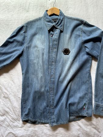 Philipp Plein Jeanshemd Gr. XL mit Strass-Applikation Sommer