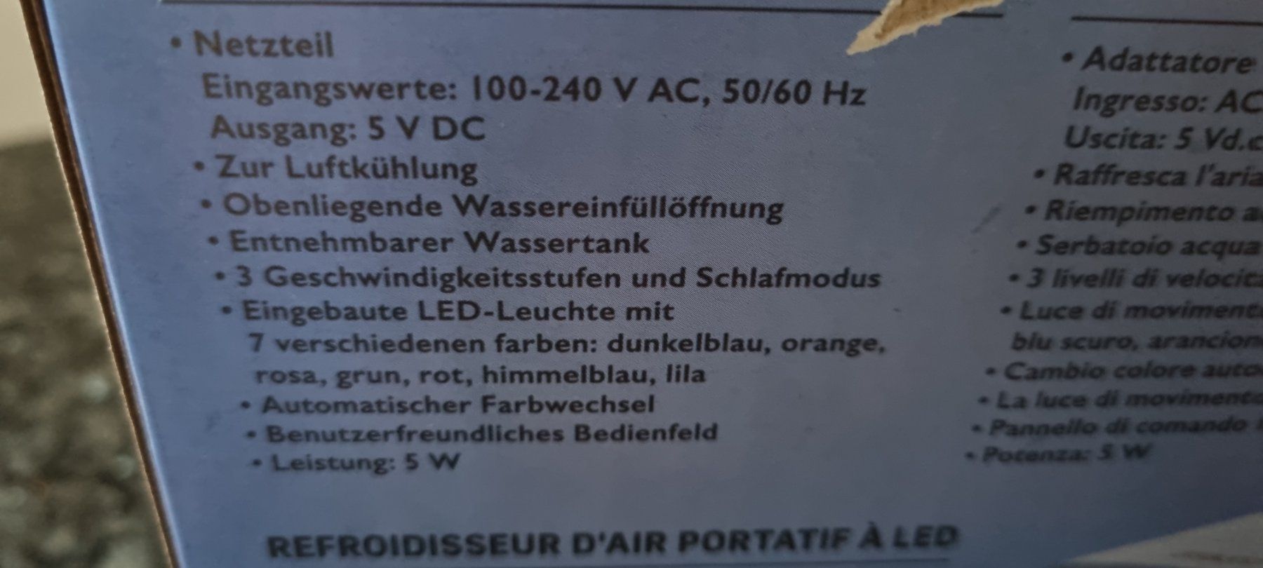Ventilatori: Ambiano Tragbarer Luftkühler mit LED neu – Nuovo (secondo la descrizione) da egliswil venduto da Maggy6 2