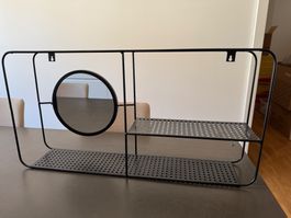 Wandregal mit Spiegel Metall schwarz