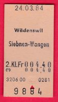 KARTON BILLETT, WÄDENSWIL - SIEBNEN-WANGEN, 2.KLASSE, EINFAC