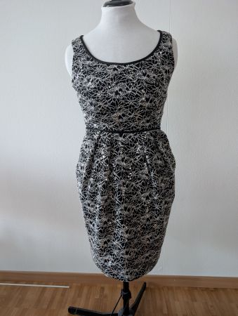 Alex Evenings vintage Petite Dress Black Silver Sequins 4P