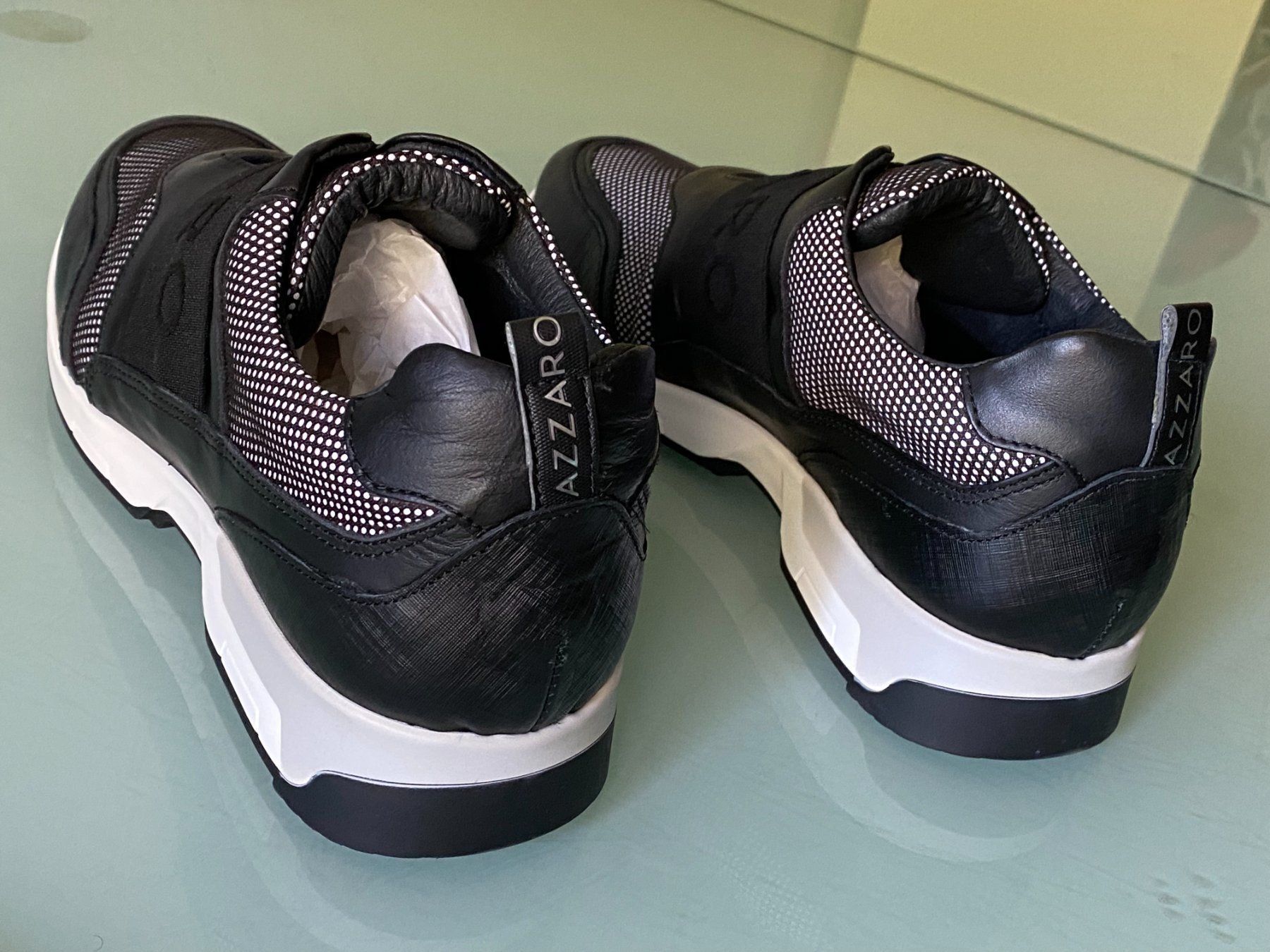 Azzaro Scarpe da uomo: AZZARO Strap Elastic Schwarz Leder Sneakers 42 – Nuovo (secondo la descrizione) da Kreuzlingen venduto da Selliton 2