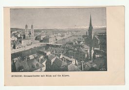 Ansichtskarte Zürich Grossmünster mit Alpenblick