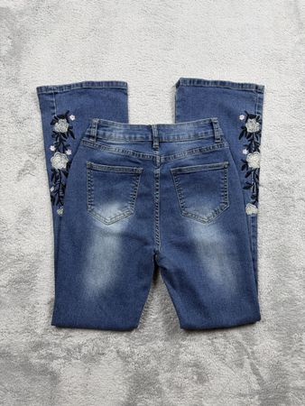 Y2k style bootcut jeans with flowers