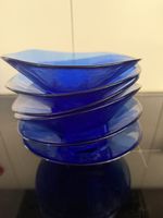 6x Schalen Glas blau Schalenform guter Zustand
