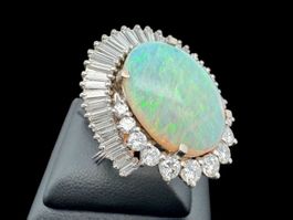 Opal 6.4ct Diamanten 2.8ct Ring 18k WG Grösse 51 *S1975