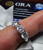 Bague argent diamant de moissanite de 1,5 ct certifié GRA