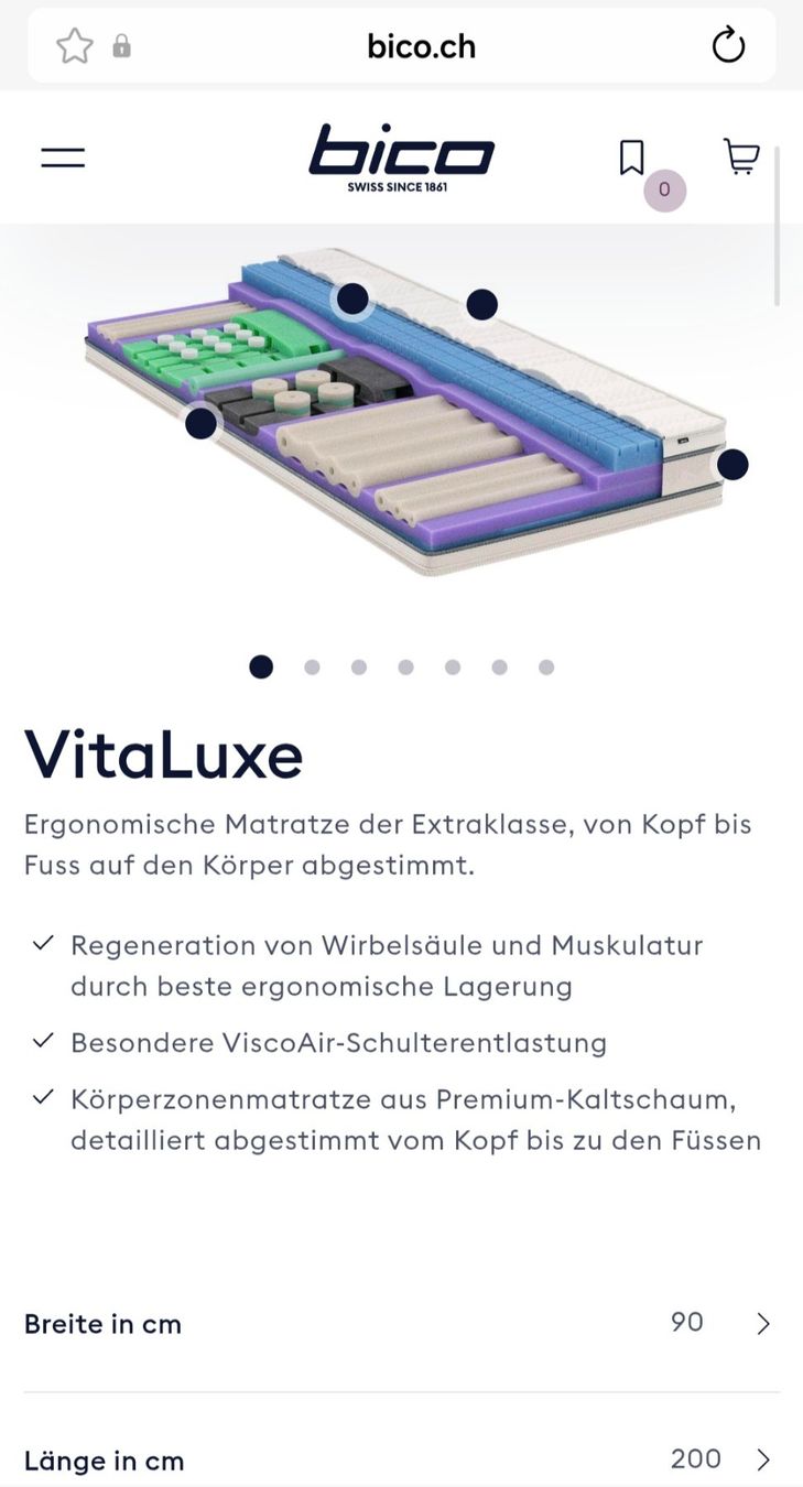 Bico Materassi: Matratze Bico 'VitaLuxe' duro – Nuovo (secondo la descrizione) da Galgenen venduto da tschenna 1