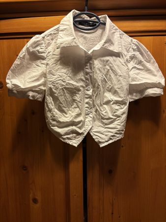 Chemisier court blanc, manches bouffantes - XS / 34