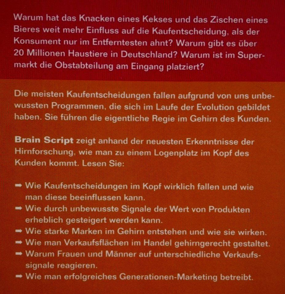 Livres: Brain Script, Wissensbuch aus der Hirnforschung – Neuf avec emballage d'origine à Aesch ZH par 19fish58blue 2