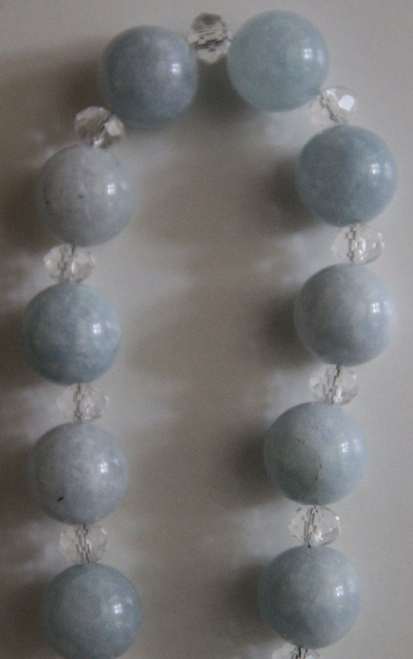 Ketten: NEU: Aquamarin Kette Collier + Kristalle – Neu (gemäss Beschreibung) aus Matten b. Interl von EdelsteineInterlaken 2