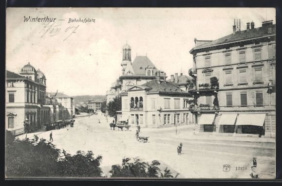 Cartoline postali: AK Winterthur, Bahnhofplatz, 1907 – Usato da Berlin venduto da bartko-reher