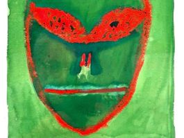 Aquarell Brillo "Green face" gerahmt 33x43cm Andy Andermatt
