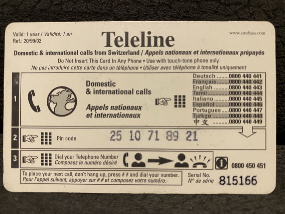 Schede telefoniche: Teleline – Usato da Lausanne venduto da babacard10 1