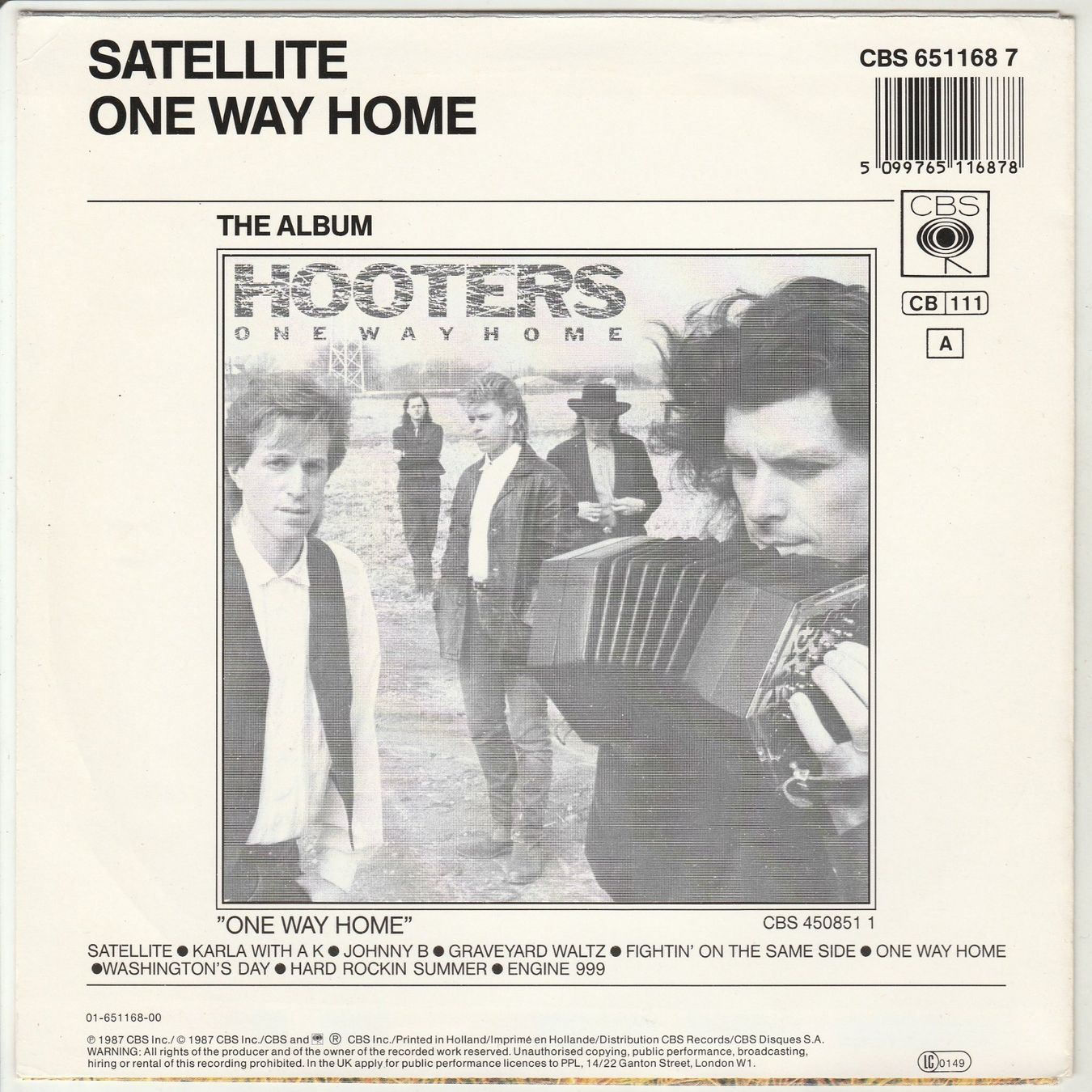 Schallplatten: Hooters - Satellite 7" Vinyl 1987 – Gebraucht aus Tübach von JamesStone 1