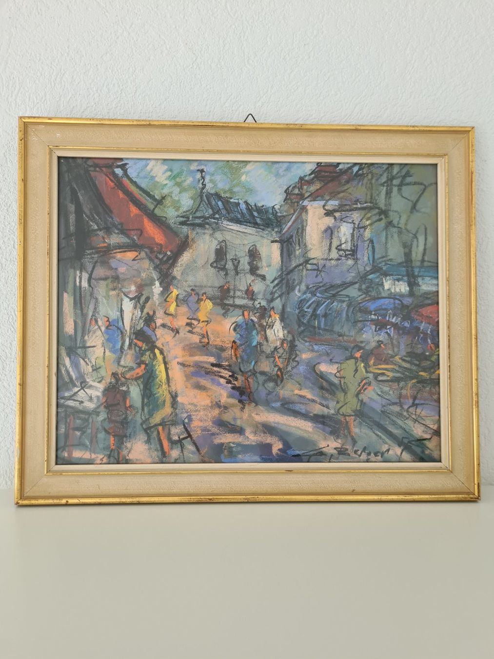 Gemälde: Tableau Rue Animée Signé "CURT Georg BECKER" Encadré – Gebraucht aus Monthey von 187-zeroo 4