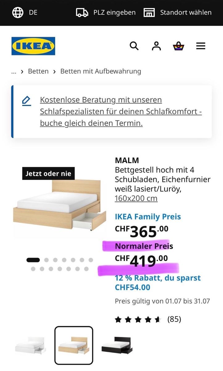 Ikea Letti: Bettgestell mit Schubladen 160x200 cm – Usato da Zürich venduto da bluetuesday 3