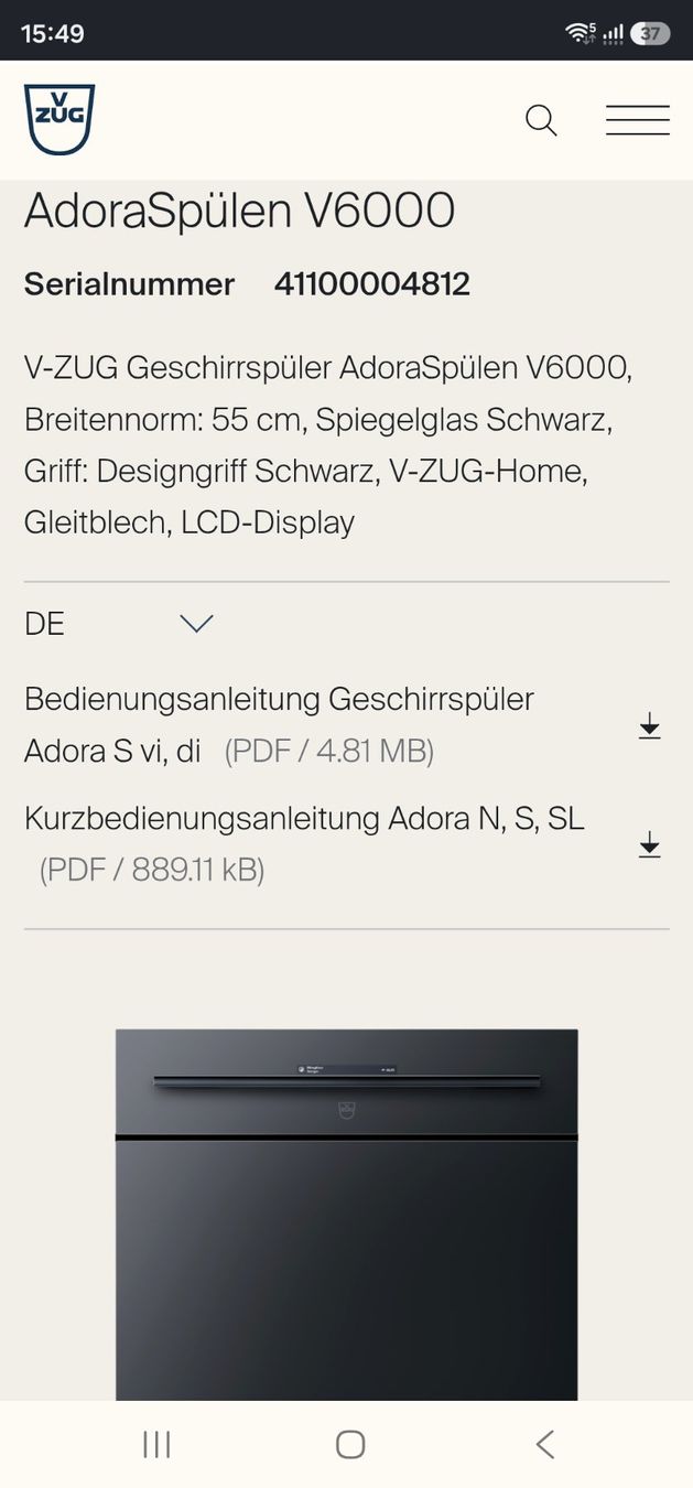 V-Zug Geschirrspüler: V Zug Geschirrspüler 55cm V6000 – Gebraucht aus Regensdorf von AquiLa1000 1