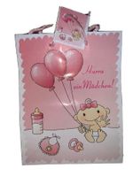 Geschenktüte Verpackung Tüte Geburt Mädchen rosa Luftballon