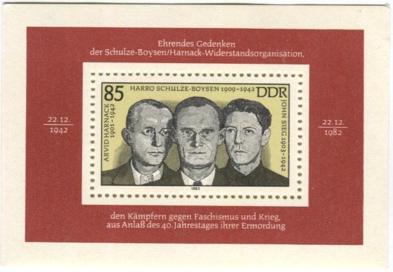 Tutti i francobolli: Block "Schulze-Boysen/Harnack-Gruppe" DDR. – Nuovo e nell'imballaggio originale da Basel venduto da Butsch5