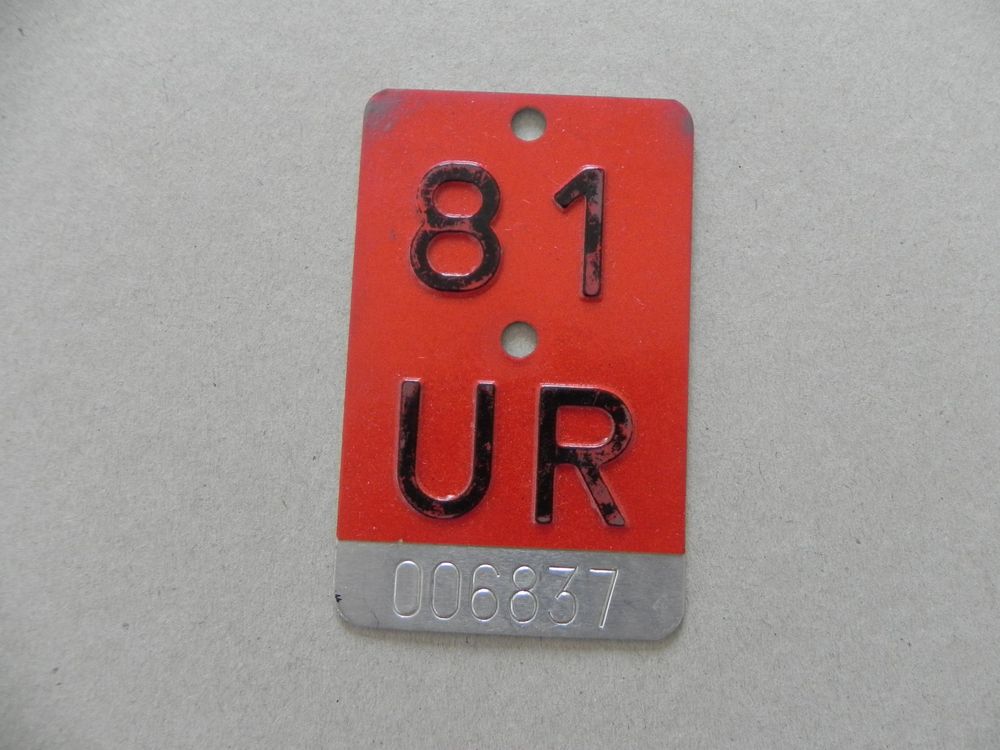 Velonummer Rad Velo Nummer Schild UR 81 Uri 1981 Geschenk Kaufen auf