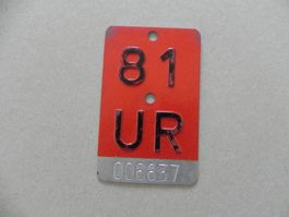 Velonummer Rad Velo Nummer Schild UR 81 Uri 1981 Geschenk
