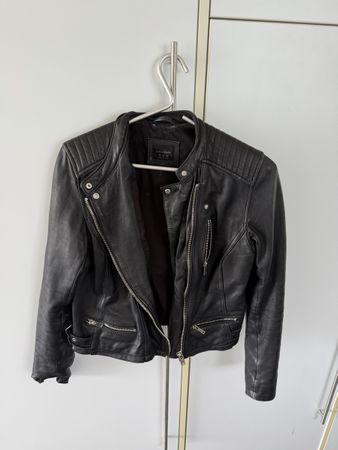 ZARA BASIC Kunstlederjacke Schwarz Grösse M