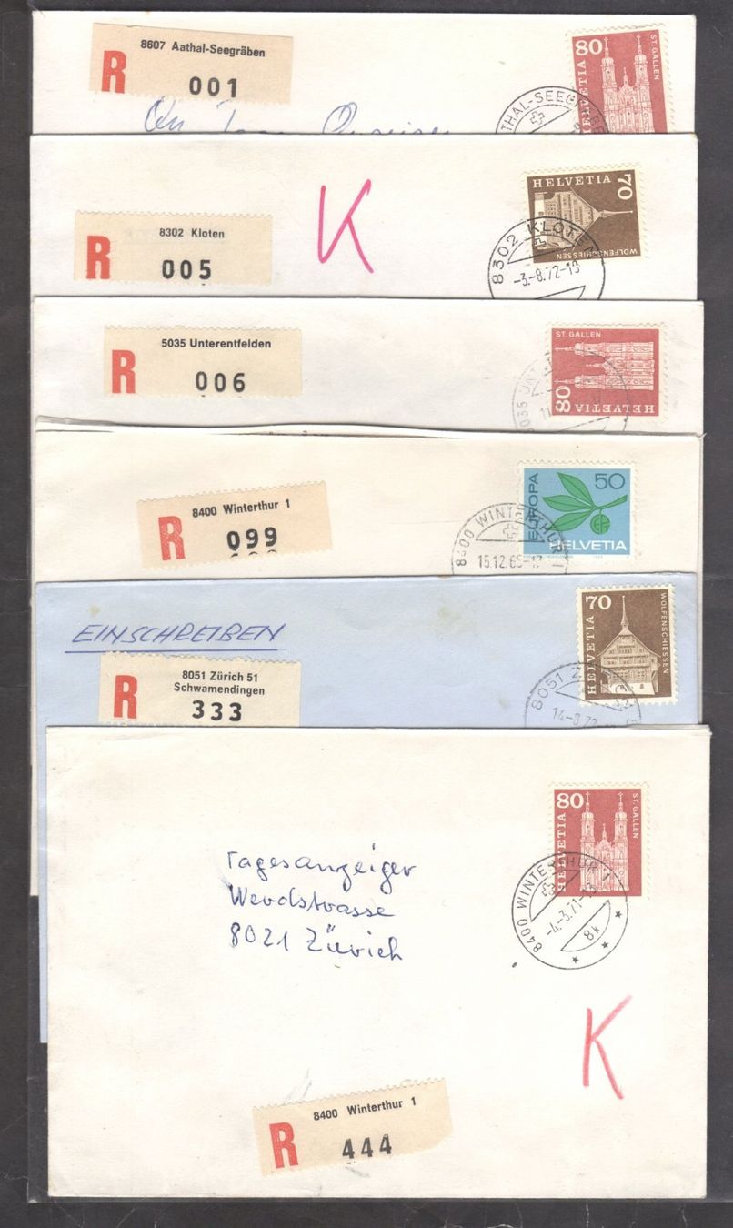 Tous les timbres: 7 Einschreibebriefe mit Schnapszahlen – D'occasion à Walzenhausen par Midas17 1
