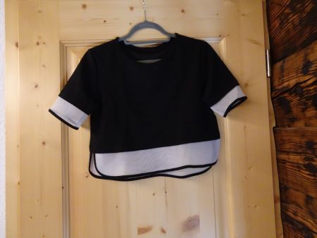 Schwarz-weisses Blusenshirt oversize Gr. S - 2603146