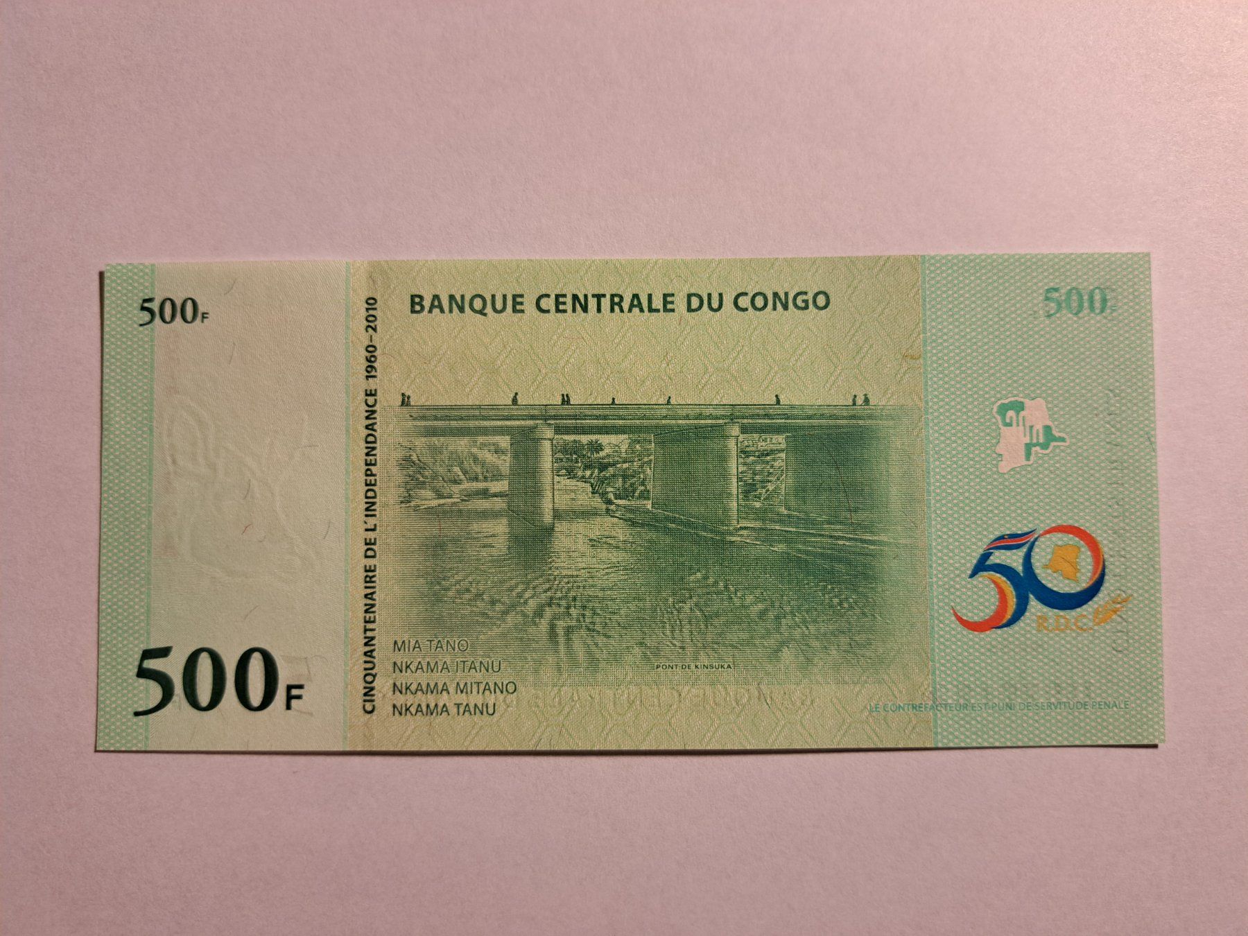 Banconote: KONGO - 500 Francs 2010 UNC (U9771224A) – Nuovo (secondo la descrizione) da Wichtrach venduto da LuckyLuke69 1